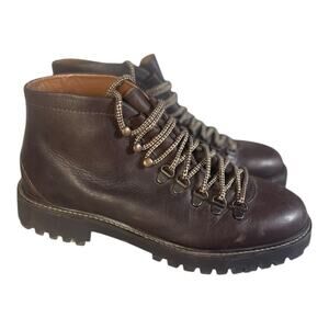 Walk London Men’s Brown Leather Lace Up Boots Size-7